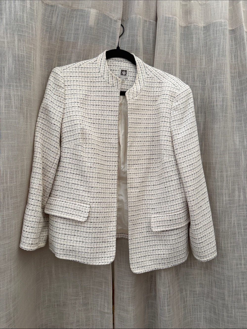 Anne Klein Classic Women's Tweed Jacket - White/Natural